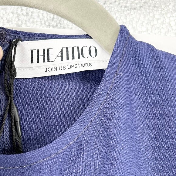 NWT The Attico Long Sleeve Blue Zip Detail Midi Dress - Picture 9 of 11